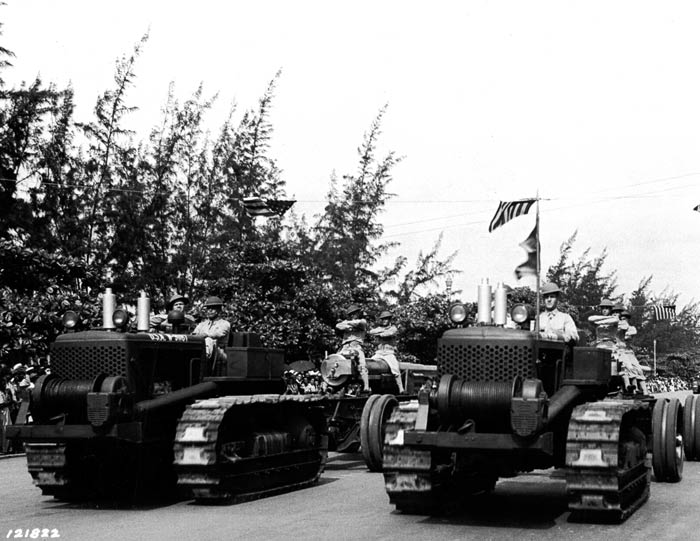 Front view - 155 mm. Guns 51st Coast Artillery passing in review at the 4th of July Parade, San Juan, Puerto Rico, 1941.  SC 121822